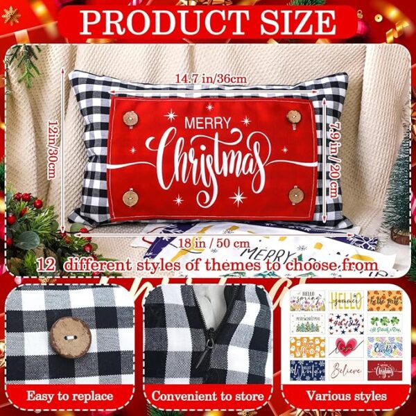 Interchangeable Seasonal Throw Pillow Cover - 12 Panels - Image 3