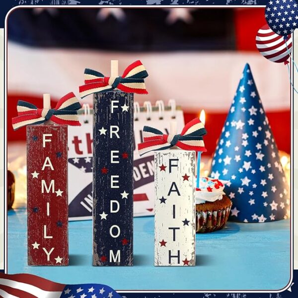 3-Pc Patriotic Tiered Tray Signs - 4th of July - Image 2