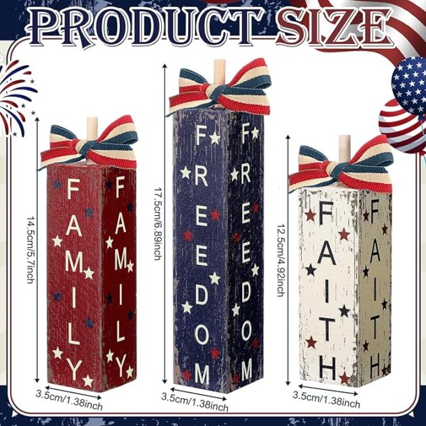 3-Pc Patriotic Tiered Tray Signs - 4th of July - Image 3