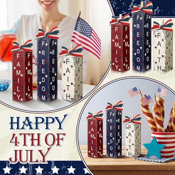 3-Pc Patriotic Tiered Tray Signs - 4th of July - Image 4