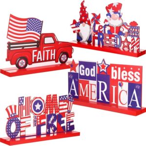 4-Pc Patriotic Wooden Table Centerpiece Set