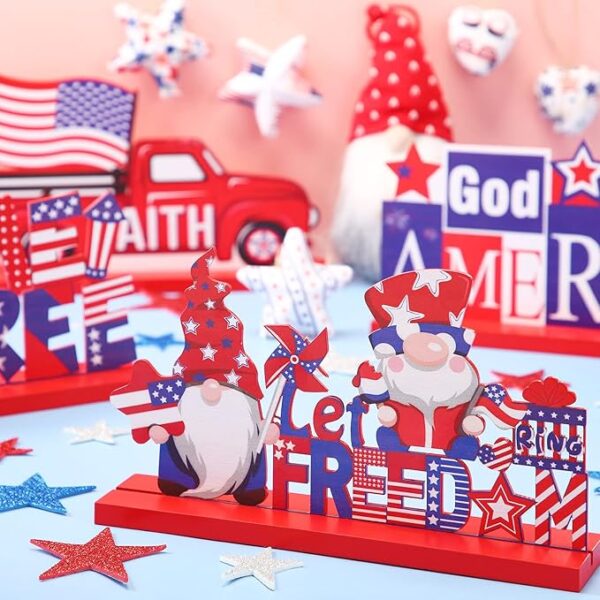 4-Pc Patriotic Wooden Table Centerpiece Set - Image 2