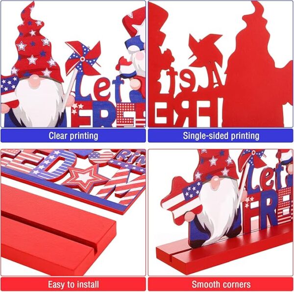 4-Pc Patriotic Wooden Table Centerpiece Set - Image 3