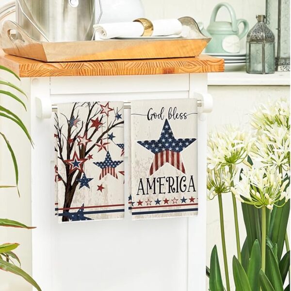 4-Pc America Stars Tree Kitchen Towels - 18x26in - Image 4