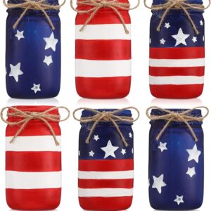 6-Pc American Flag Mason Jars - 4th of July Decor