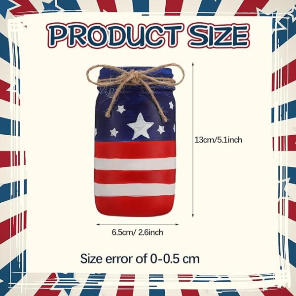6-Pc American Flag Mason Jars - 4th of July Decor - Image 2