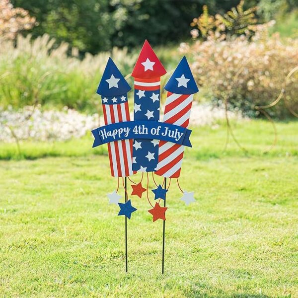 30" Patriotic Firecracker Yard Stake – 4th of July Metal Decor