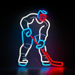 Hockey Player Neon Light – 16x13in Decor & Gift for Kids, Bedroom & Party