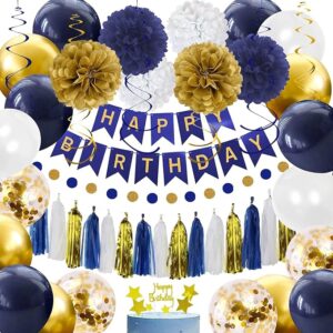 Navy Blue & Gold Birthday Decorations Kit for Men/Boys