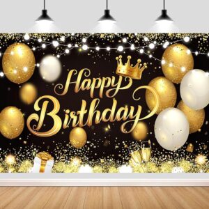 Black Gold 180x120cm Birthday Backdrop Banner