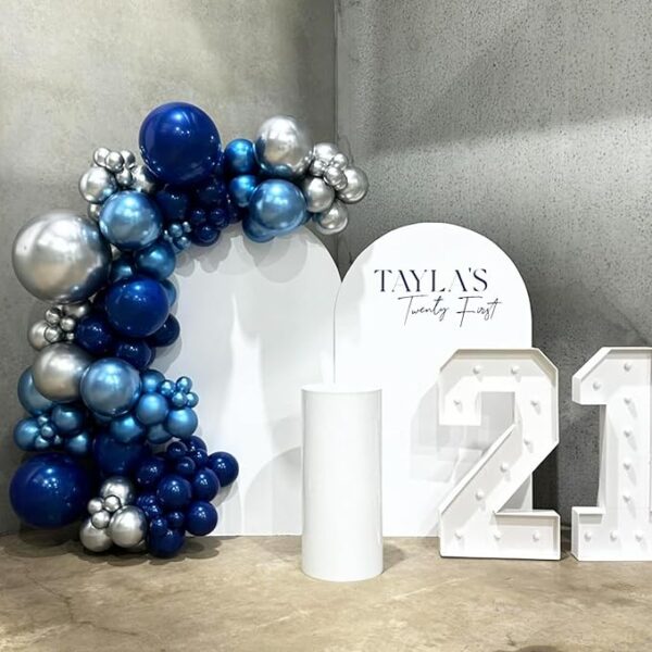 Blue Silver Balloon Set - 12" Latex & Confetti Balloons - Image 3