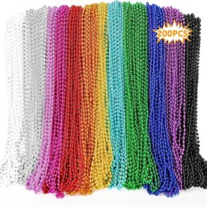 200 Mardi Gras Beads - Metallic 12-Kind Bulk Necklaces, 33"