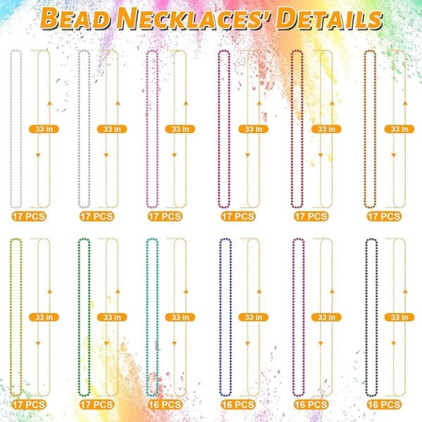 200 Mardi Gras Beads - Metallic 12-Kind Bulk Necklaces, 33" - Image 2
