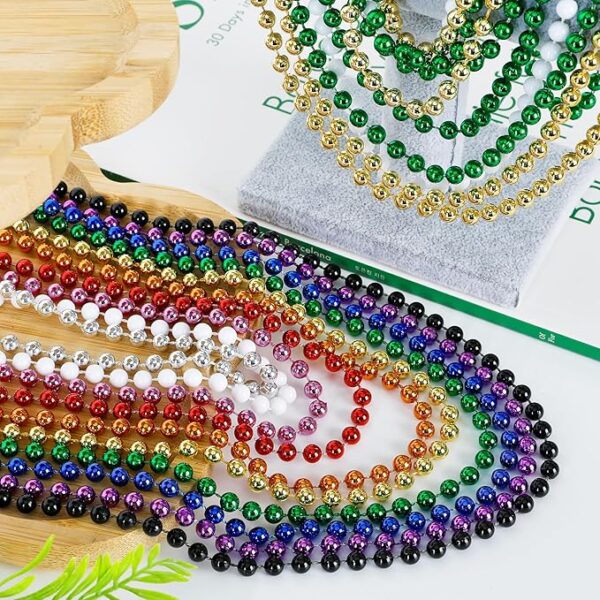 200 Mardi Gras Beads - Metallic 12-Kind Bulk Necklaces, 33" - Image 3