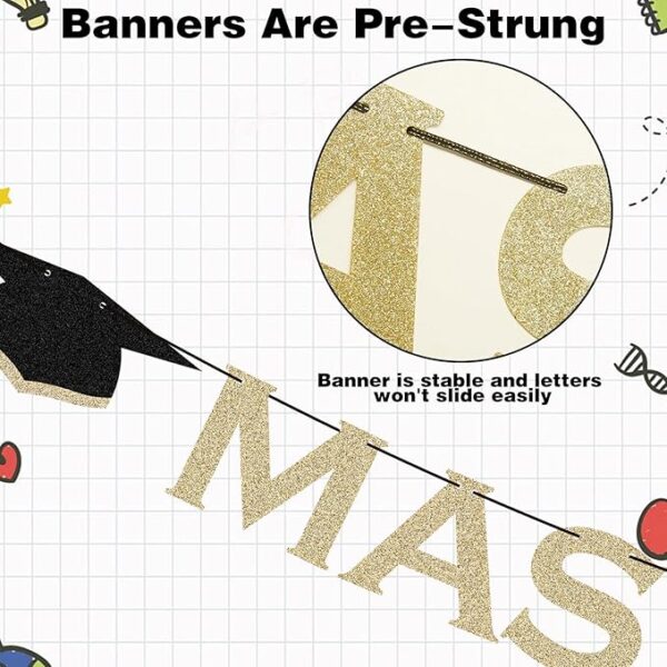 Pre-Installed Graduation Banner Decorations - Glitter Paper - Image 3