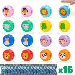 16 Jungle Animal Yo-Yos - Wooden Party Favors