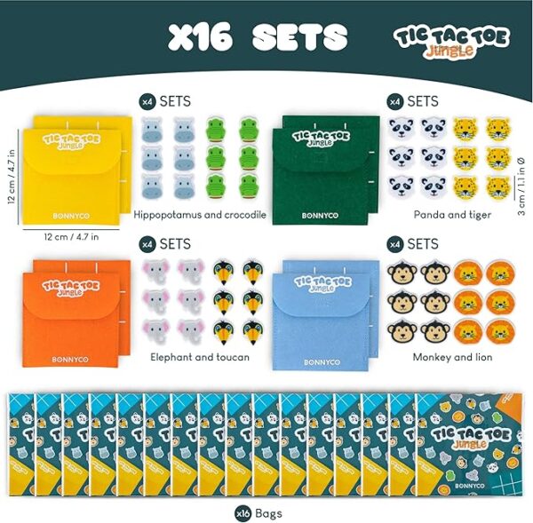 Tic Tac Toe Game: 16 Jungle Animal Party Favors - Image 3
