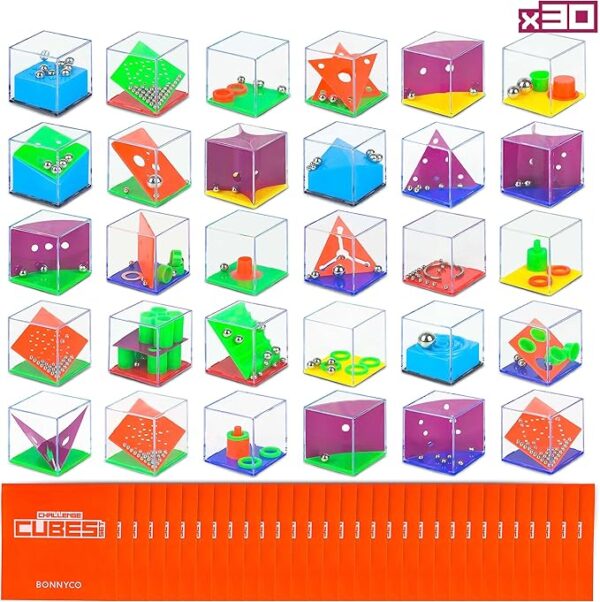 Brain Teaser Puzzle Cubes – 30-Pack Party Favors & Goodie Bag Stuffers for Kids Ages 3-8, Birthday & Classroom Prizes