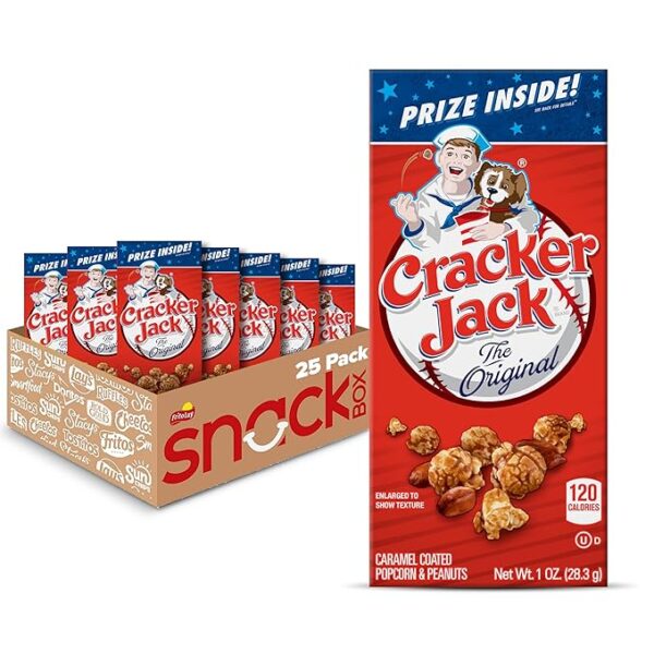 Cracker Jack Caramel Coated Popcorn & Peanuts, Original, 1 Ounce Boxes (Pack of 25)