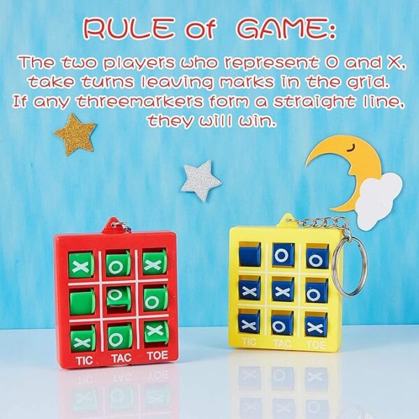 Tic Tac Toe Keychain, 8-Pack – Plastic Party Favors for Kids Ages 8-12, Goodie Bags & Mini Backpacks - Image 3