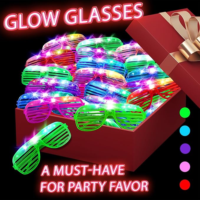28 PCS Light-Up LED Glow Glasses – Glow-in-the-Dark Party Favors for Kids & Adults - Image 2