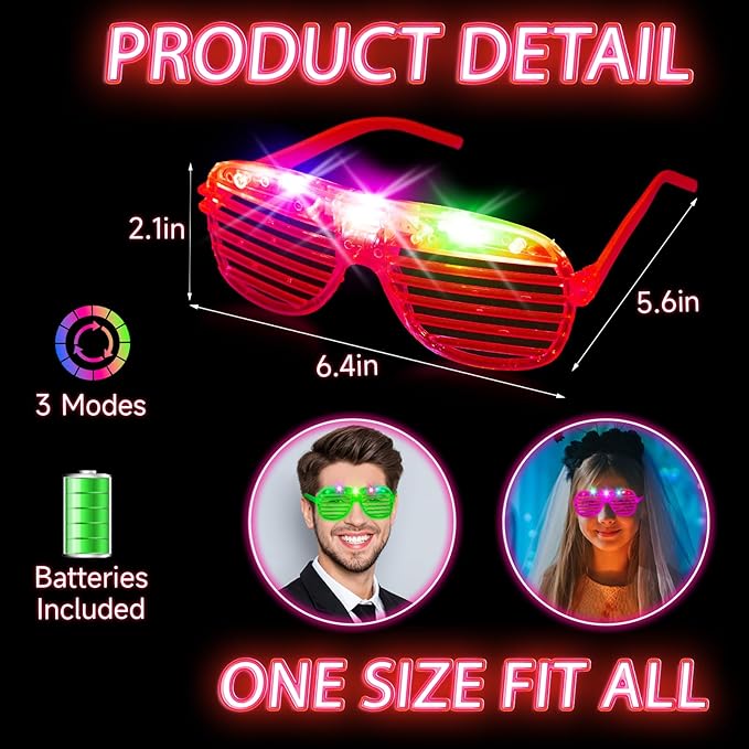 28 PCS Light-Up LED Glow Glasses – Glow-in-the-Dark Party Favors for Kids & Adults - Image 3