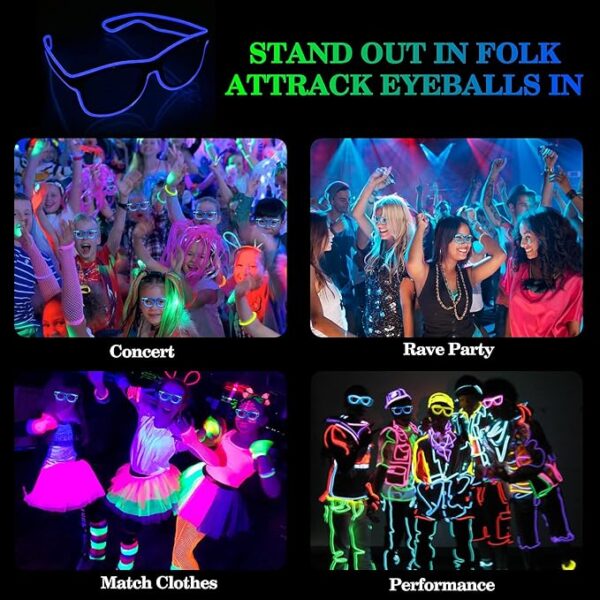 Wireless LED Light-Up Glasses, 2-Pack (Blue & Pink) – Glow-in-the-Dark Neon Rave Party - Image 2