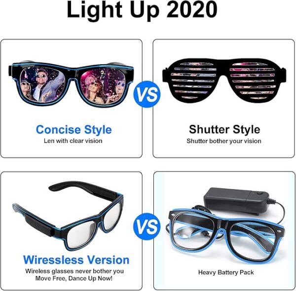 Wireless LED Light-Up Glasses, 2-Pack (Blue & Pink) – Glow-in-the-Dark Neon Rave Party - Image 3
