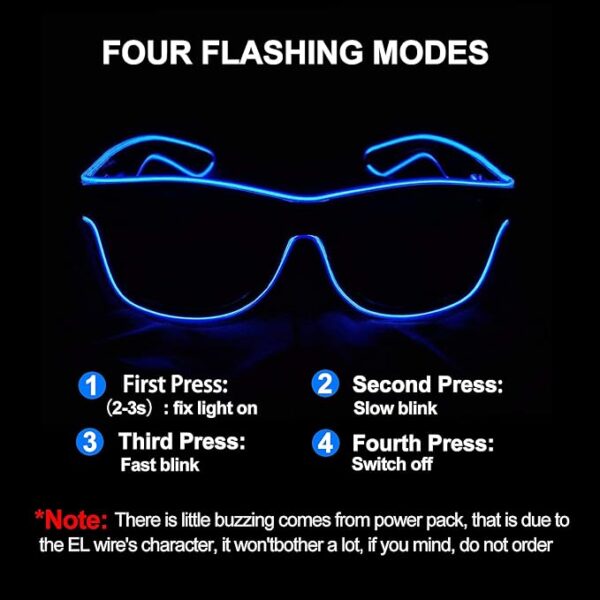 Wireless LED Light-Up Glasses, 2-Pack (Blue & Pink) – Glow-in-the-Dark Neon Rave Party - Image 4