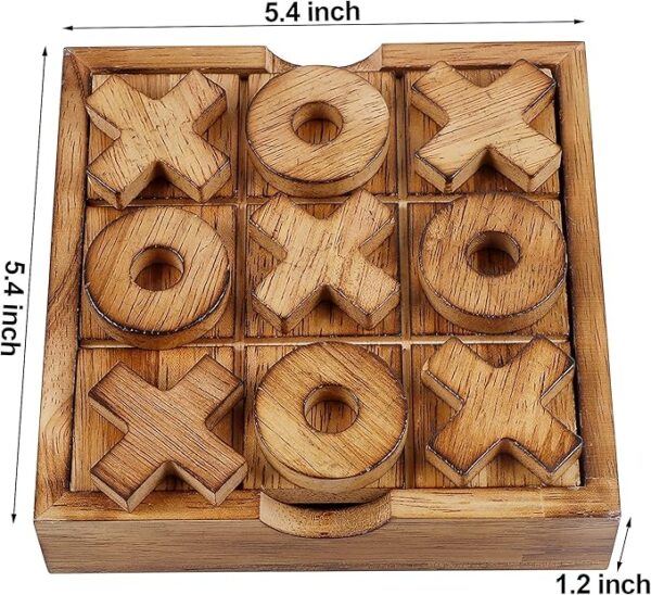 Tic Tac Toe & 4-in-a-Row Wooden Board Game Set – Rustic Family Strategy Games - Image 2