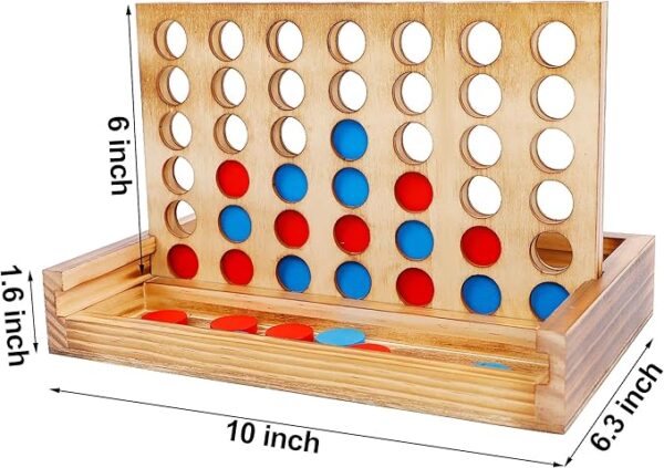 Tic Tac Toe & 4-in-a-Row Wooden Board Game Set – Rustic Family Strategy Games - Image 3