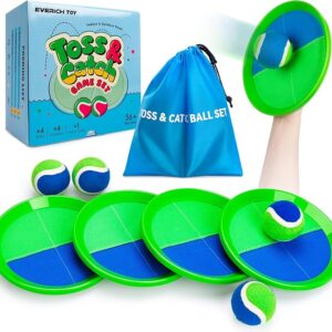 Toss & Catch Ball Game Set - 4 Paddles, Sticky Balls