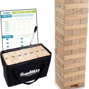 56-Piece Premium Pine Wood Tower Game with Carry Bag