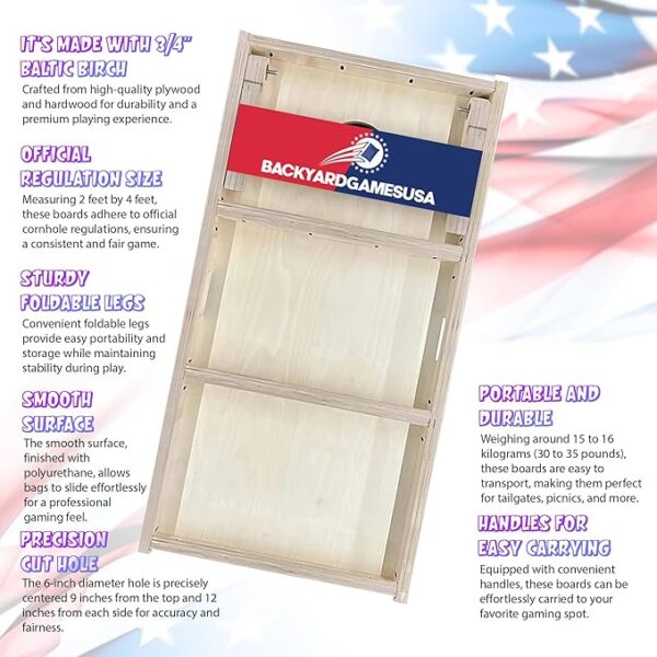 Regulation Cornhole Set - Baltic Birch 2x4 Boards, Score Tower & Bags (USA Made) - Image 4