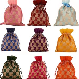 Touchstone 9-Pack Reusable Gift Bags (7"x5") - Drawstring Paisley