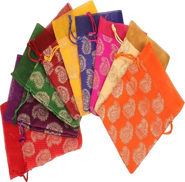 Touchstone 9-Pack Reusable Gift Bags (7"x5") - Drawstring Paisley - Image 3