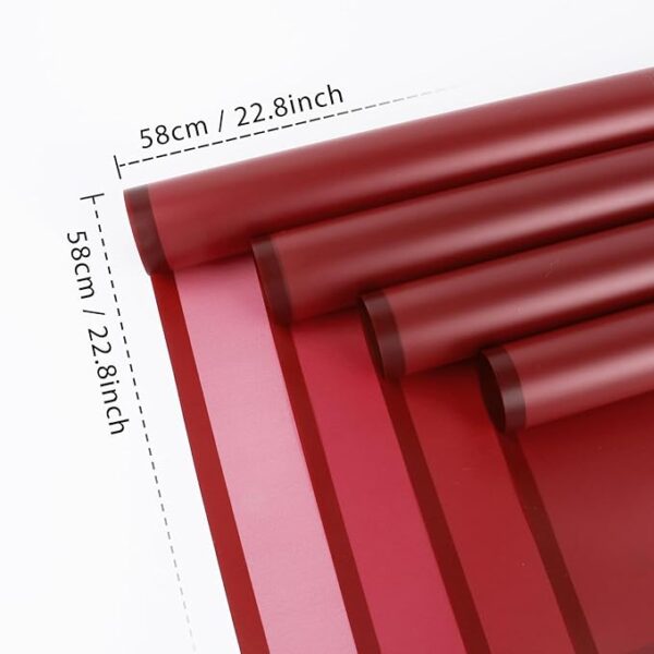 20 Sheets Translucent Wine Red Flower Wrapping Paper - Image 2
