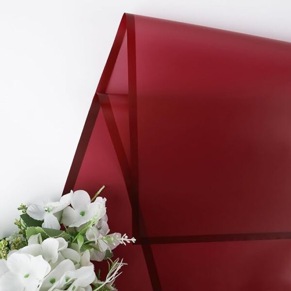 20 Sheets Translucent Wine Red Flower Wrapping Paper - Image 4
