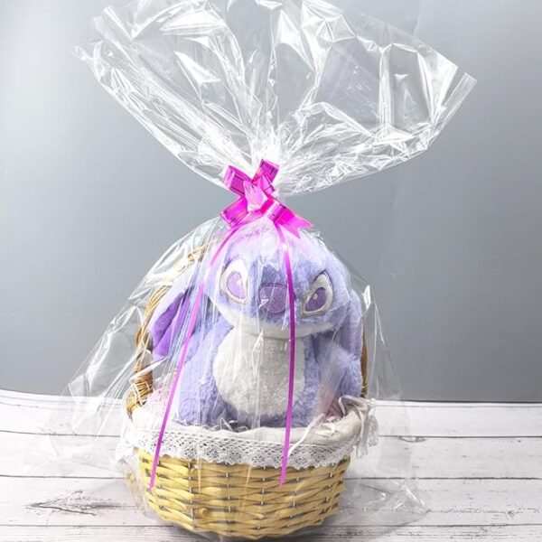 Amsthow Clear Cellophane Basket Bags, 20ct (18"x25") with Bows - Image 3