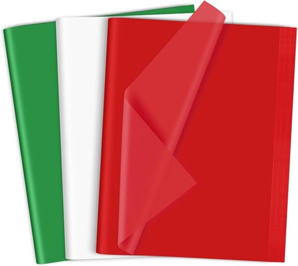 120 Sheets Christmas Tissue Paper - Red, Green, White