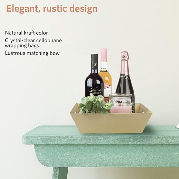 Large Gift Baskets with Handles, 5pk (10"x12") – Includes Cellophane Bags & Gold Bows - Image 4