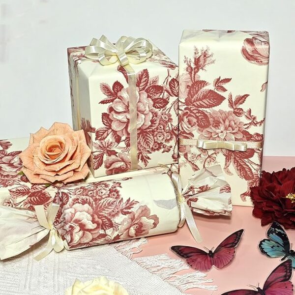 Peony Tissue Paper, 60 Sheets (20"x14") – Vintage Floral Gift Wrap - Image 3