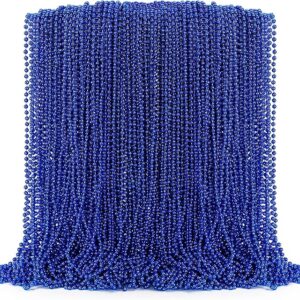 100 Blue Bead Necklaces - 33" Bulk Party Favors