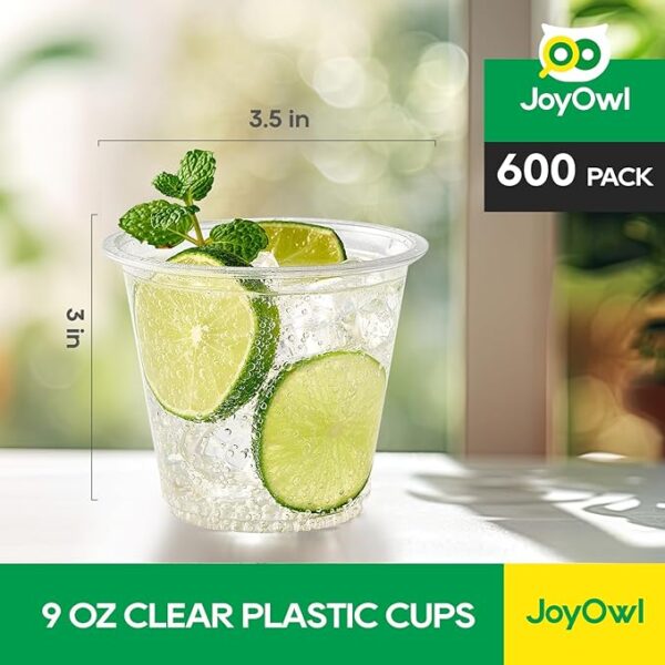600 Pack 9oz Clear Plastic Cups - Disposable PET - Image 2