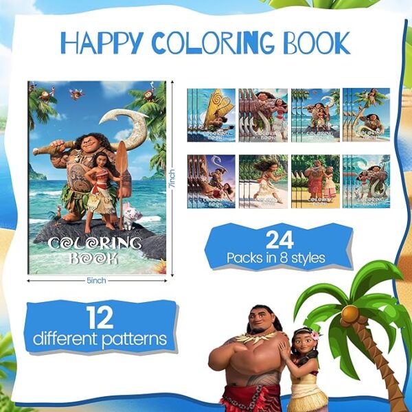 24pc Moana Coloring Books - Party Favors & Rewards - Image 3