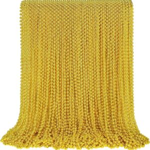 100 Gold Bead Necklaces - 33" Metallic Party Favors