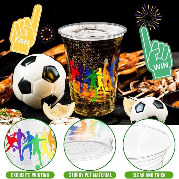 60 Pcs World Club Cup Plastic Cups 16 oz - Soccer Party Supplies - Image 3