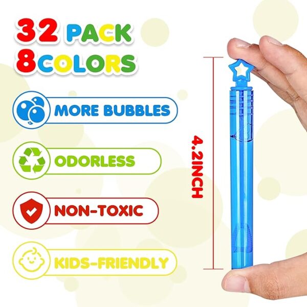 32-Pack Mini Bubble Wands (8 Colors) - Party Favors - Image 2