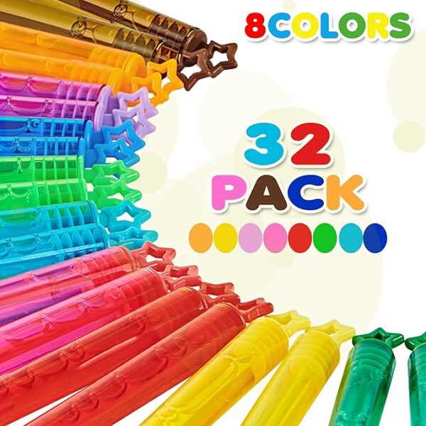 32-Pack Mini Bubble Wands (8 Colors) - Party Favors - Image 3