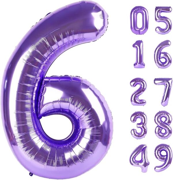 Jumbo Purple Number 6 Balloon - 40 Inch Foil Mylar